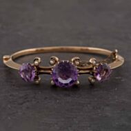 Pre-Owned Vintage Yellow Gold Amethyst & Seed Pearl Medium Hinged Bangle 43211001