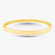 Pre-Owned 14ct Yellow Gold Brilliant Cut Diamond Frosted Finish 19cm Hinged Bangle 43211010