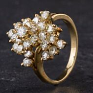Pre-Owned 14ct Yellow Gold 1.50ct Brilliant Cut Diamond Multi Stone Cluster Ring 4328121