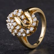 Pre-Owned 9ct Yellow Gold 0.90ct Brilliant Cut Diamond Multi Stone Cluster Ring 4328122