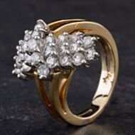 Pre-Owned 14ct Yellow Gold 1.37ct Brilliant Cut Diamond Multi Stone Cluster Ring 4328123