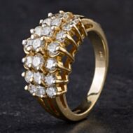 Pre-Owned 14ct Yellow Gold 1.85ct Brilliant Cut Diamond 3 Row Pyramid Ring 4328132