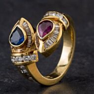 Pre-Owned 18ct Yellow Gold 1.35ct Multi Stone & 1.11ct Diamond Multi Cut Cross Over Design Ring 4328134