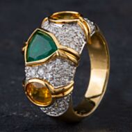 Pre-Owned 18ct Yellow Gold 3.50ct Multi Stone & 1.30ct Brilliant Cut Diamond Pave Ring 4328136