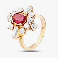 Pre-Owned 14ct Yellow Gold Ruby and Diamond Cluster Ring 4328161