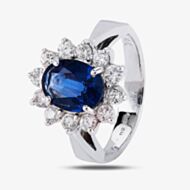 Pre-Owned 14ct White Gold 1.90ct Sapphire & 0.50ct Diamond Cluster Ring 4328396
