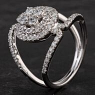 Pre-Owned 14ct White Gold Fancy Diamond Cluster Ring 4328543