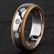 Pre-Owned 14ct Two Colour Gold 3 Stone Diamond Wedding Ring 4328652