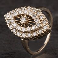 Pre-Owned 9ct Yellow Gold Diamond Marquise Cluster Ring 4328715