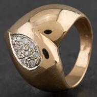 Pre-Owned 14ct Yellow Gold Brilliant Cut Diamond Pave Heart Dress Ring 4328733