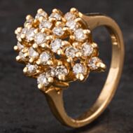 Pre-Owned 14ct Yellow Gold Diamond Multi Row Cluster Ring 4328740