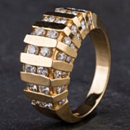 Pre-Owned 14ct Yellow Gold Diamond Two Row Fancy Ring 4328761