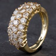 Pre-Owned 14ct Yellow Gold Diamond Three Row Band Ring 4328765