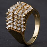 Pre-Owned 14ct Yellow Gold Diamond 7 Row Pyramid Cluster Ring 4328790