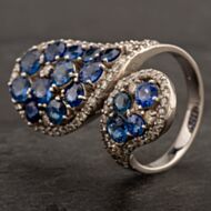 Pre-Owned White Gold 4.24ct Sapphire & 0.80ct Diamond Fancy Ring 4332062