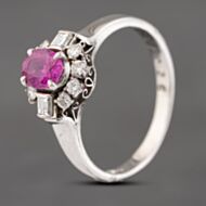 Pre-Owned Platinum 0.63ct Ruby & 0.29ct Diamond Oval Cluster Ring 433502151600