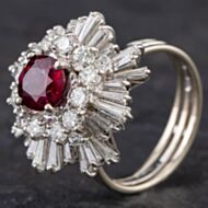 Pre-Owned 18ct White Gold 1.80ct Ruby & 1.68ct Diamond Oval Spikey Cluster Ring 4335060