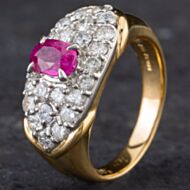 Pre-Owned 18ct Yellow Gold 1.07ct Ruby & 1.09ct Brilliant Cut Diamond Fancy Ring 4335061