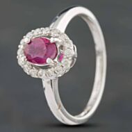 Pre-Owned 14ct White Gold Ruby & Diamond Cluster Ring 43351001