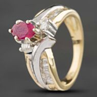 Pre-Owned 14ct Two Colour Gold Ruby & 0.35ct Diamond Dress Ring 43351002