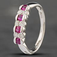 Pre-Owned Platinum 0.35ct Ruby & 0.25ct Brilliant Cut Diamond Half Eternity Ring 43351009