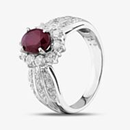 Pre-Owned Platinum Certificated 1.52ct Ruby & 0.75ct Brilliant Cut Diamond Oval Cluster Ring 43351015
