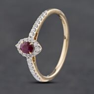 Pre-Owned 14ct Yellow Gold 0.20ct Ruby & 0.20ct Diamond Marquise Shape Cluster Cluster Ring 43351032
