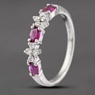 Pre-Owned Platinum Ruby & 0.13ct Brilliant Cut Diamond Half Eternity Ring 43351038