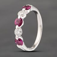 Pre-Owned Platinum 0.65ct Ruby & 0.20ct Brilliant Cut Diamond Five Stone Ring 43351041
