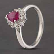 Pre-Owned Platinum 0.80ct Ruby & 0.31ct Brilliant Cut Diamond Pear Shape Cluster Ring 43351042