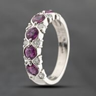 Pre-Owned Platinum 1.20ct Ruby & 0.26ct Diamond Half Eternity Ring 43351044