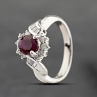 Pre-Owned Platinum 1.04ct Ruby & 0.27ct Diamond Oval Cluster Ring 43351046