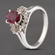 Pre-Owned Platinum 0.98ct Ruby & 0.30ct Diamond Oval Cluster Ring 43351048