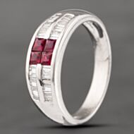 Pre-Owned Platinum 0.71ct Ruby & 0.71ct Baguette Cut Diamond Two Row Ring 43351049
