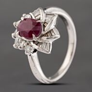 Pre-Owned Platinum 1.74ct Ruby & 0.53ct Diamond Oval Cluster Ring 43351051