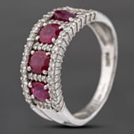Pre-Owned Platinum 2.03ct Ruby & 0.52ct Brilliant Cut Diamond Three Row Ring 43351053