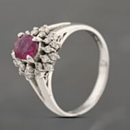 Pre-Owned Platinum 0.81ct Ruby & 0.26ct Brilliant Cut Diamond Oval Cluster Ring 43351054