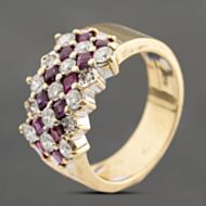 Pre-Owned 18ct Yellow Gold 0.80ct Ruby & 0.66ct Brilliant Cut Diamond Five Row Ring 43351056