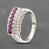 Pre-Owned Platinum 0.64ct Ruby & 0.19ct Diamond Three Row Dress Ring 43351060
