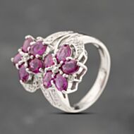 Pre-Owned 18ct White Gold 2.84ct Ruby & 0.28ct Diamond Double Flower Cluster Ring 43351065