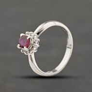 Pre-Owned Platinum 0.38ct Ruby & 0.08ct Brilliant Cut Diamond Oval Cluster Ring 43351070