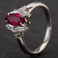 Pre-Owned Platinum Marquise Cut 0.93ct Ruby & Diamond Ring 4335115