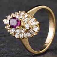 Pre-Owned 14ct Yellow Gold 0.42ct Ruby & 0.92ct Diamond Multi-Tiered Cluster Ring 4335129