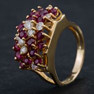 Pre-Owned 14ct Yellow Gold 2.50ct Ruby & 1.25ct Brilliant Diamond Cluster Ring 4335162