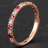 Pre-Owned 14ct Rose Gold 0.36ct Ruby & Brilliant Cut 0.24ct Diamond Half Eternity Ring 4335169
