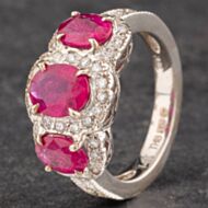 Pre-Owned 14ct White Gold 3.40ct Ruby & 0.44ct Diamond Cluster Ring 4335171