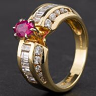 Pre-Owned 14ct Yellow Gold Ruby and Diamond Dress Ring 4335184