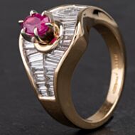 Pre-Owned 14ct Yellow Gold Ruby and Diamond Dress Ring 4335190