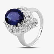 Pre-Owned Platinum 3.60ct Sapphire & 1.00ct Diamond Cluster Ring 4336009