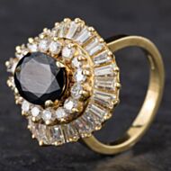 Pre-Owned 14ct Yellow Gold 2.38ct Sapphire & 3.31ct Diamond Multi Cut Ballerina Design Cluster Ring 4336010